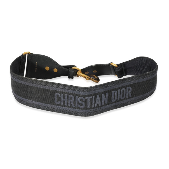 Christian Dior Jewelry - Christian Dior Navy Canvas Logo Embroidered Strap